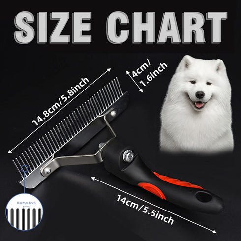 Undercoat Rake for Dogs, Long Tooth Grooming Rakes Brush with Anti-Slip Handle for Shedding Long Hair Pets