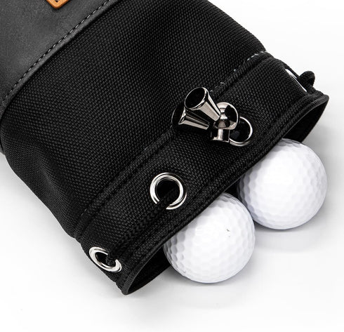 Golf Valuables Pouch - Bucket Waist Design with Drawstrings Leather Golf Tee Bag for Men Women
