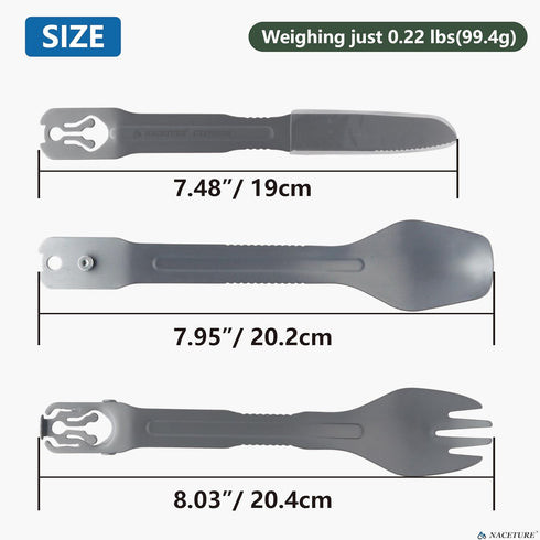 Set, Set, 4-in-1 Set NACETURE Travel Silverware Travel Fork Spoon Knife Portable Utensils, Spoon Fork Converts