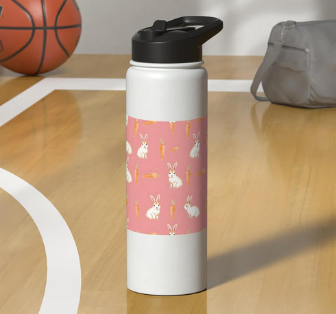 Patternado Studio Cute Bunny Carrot Soft Minimal Animal Spring Design Stainless Steel Insulated Water Bottle