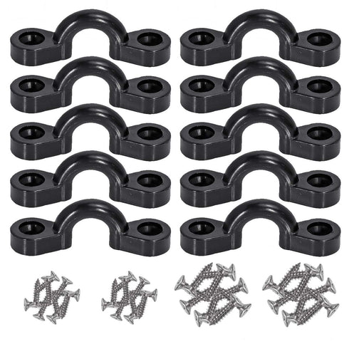 Kayak Pad Eye Deck Loops Tie Down with Screws for Kayak Rigging, 10Pcs, Black