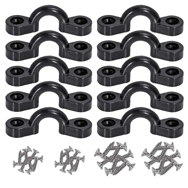 Kayak Pad Eye Deck Loops Tie Down with Screws for Kayak Rigging, 10Pcs, Black