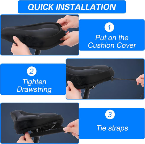Hadnves Bike Seat Cushion Bicycle Saddle Cover Comfortable Soft Exercise Bike Padded for Spin Indoor and Outdoor