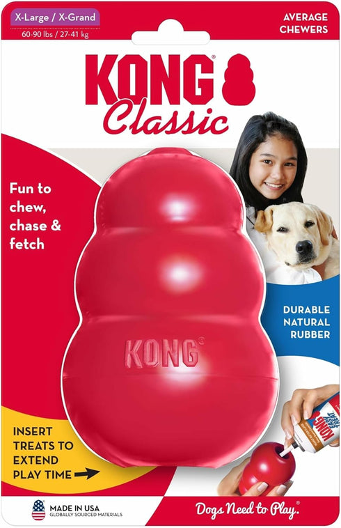 (Pack 2) KONG Classic Stuffable Dog Toy - Fetch & Chew Toy for Dogs - Treat-Filling Capabilities & Erratic Bounce