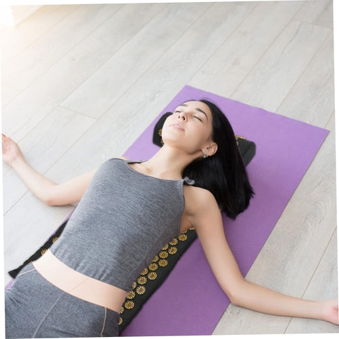2pcs Set Yoga Massage Mat Comfortable Pillow Bag for Fatigue Relief Lightweight Portable Design for Stress Relief