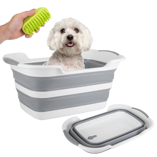 Gigco21 Collapsible Pet Bathtub with Water Drainage Hole and Plug - Foldable Plastic