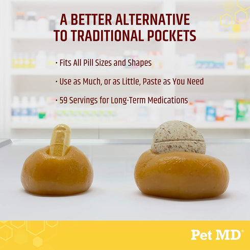 Pet MD Wrap A Pill Cheese & Bacon Flavor Pill Paste for Dogs - Make a Pocket or Pouch to Hide Pills & Medication, 4.2 oz