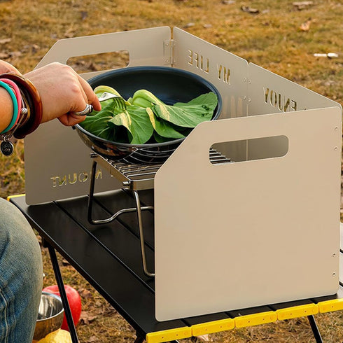 Stove Windscreen, Folding Camping Stove Windshield, 4 Plates Stainless Steel for Outdoor Cooking, Picnic, and