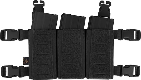 Tactical Triple Mag Pouch - Placard Magazine Panel with Insert Set Clip Holder and Female QASM Buckles