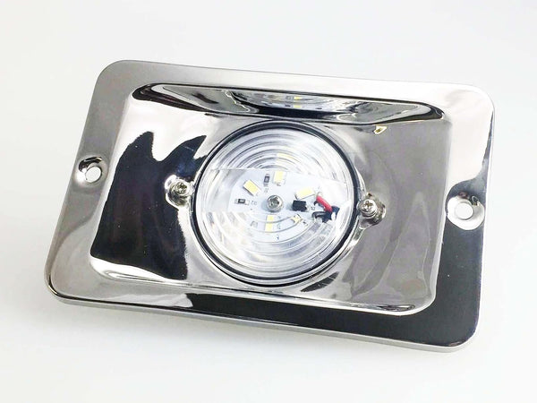 Pactrade Marine 5 Inches LED Transom Interior Stern Light, Rectangular SS 304 Flush Mount for Fishing Boat