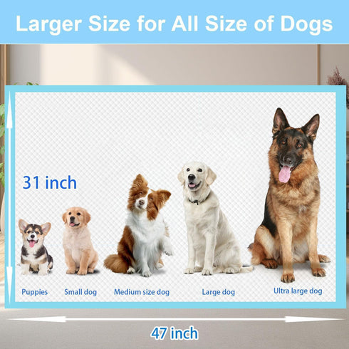 XXXL Puppy Pee Pads 31"x47" 40 Count, Extra Large Leak-Proof Super Absorbent Disposable Potty Pads for Dogs, Cats,