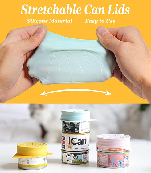 3 Pack Silicone Stretch Lids for Dog Cat Food Cans, Reusable Universal Size Covers for Medium and Large Cans