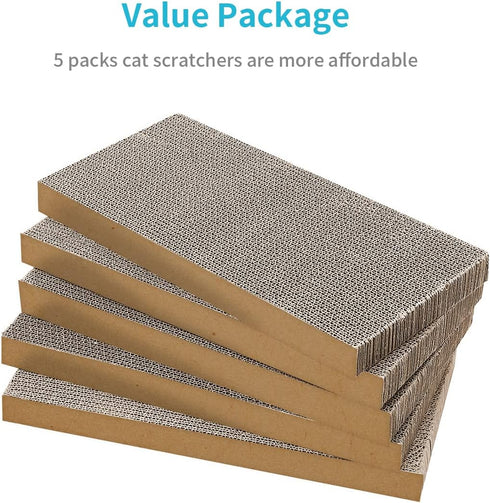 AGYM 5 Packs Cat Scratcher, Durable & Premium Recyclable Cardboard Scratching Pad for Indoor Cats, Large Size
