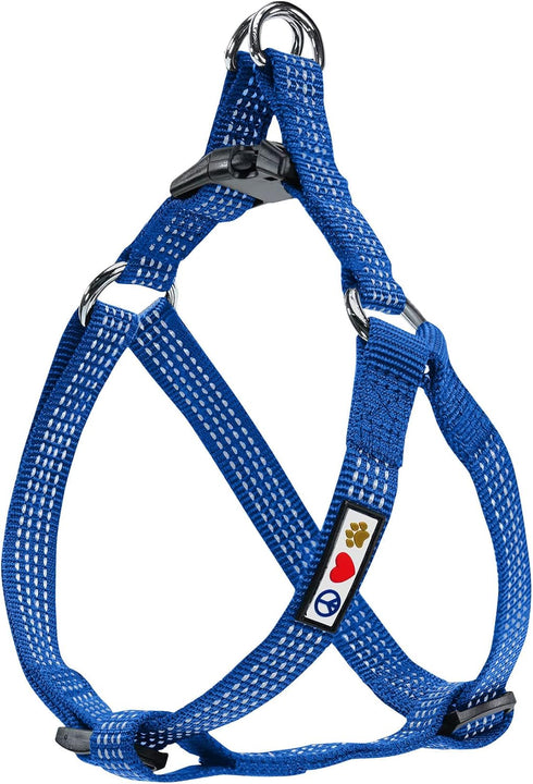 Pawtitas Adjustable Reflective Dog Harness, Small Blue, Step-in for Senior Dogs to Puppies, S Vest