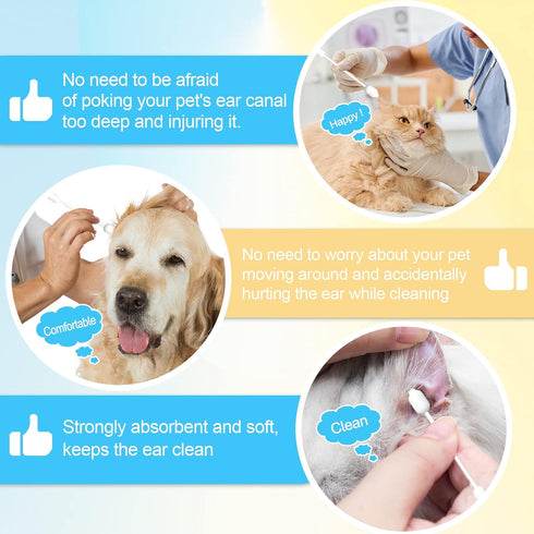 Dog Ear Cleaner, Gourd-shaped Swabs for Safe Ear Canal Cleaning, Designed for Dogs and Cats - Large