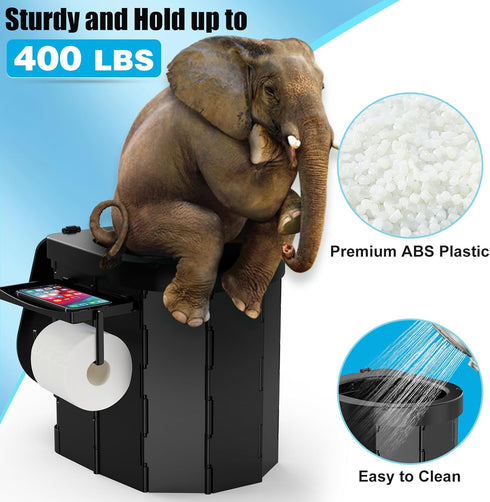 PAHTTO Portable Foldable Toilet for Adults with Detachable Phone Shelf and Paper Holder, Waterproof Porta Potty