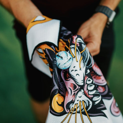 RokFit Gym Towel - Multi-use Bold Graphic Towel with Carabiner Clip for Golf and Utility (Starve Your Distractions)