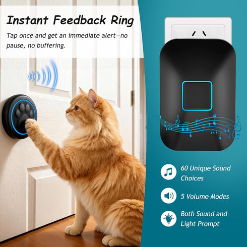 Communication, Potty(2 1 Halo Paw Smart Dog Door Bell Touch-to-Ring BK Dog Bells to Go Outside, LED Light Wireless Dog