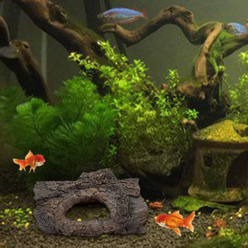 Tfwadmx Aquarium Decoration Cave, Resin Hollow Tree Trunk Log Ornament for Fish Tank Hideout for Betta, Cichlid