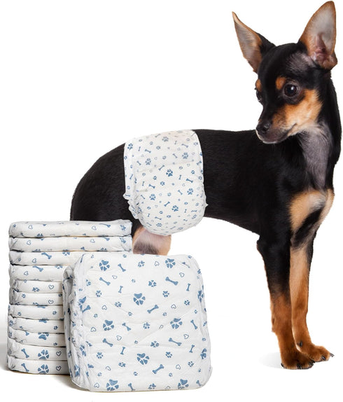 Apupmeo 50) Dog Diapers Male Wraps, Disposable Male Dog Diaper, Super Soft Absorbent Doggie Diapers for Boy Dogs