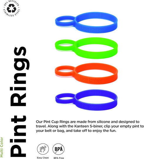 Klean Kanteen Pint Ring 4 Pack, Multi Color, 4 CT