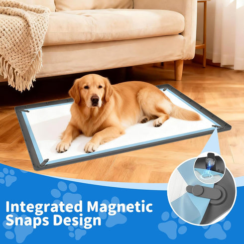 25x36 ALOOF Large Silicone Dog Pee Pad Holder in, Puppy Potty Training Tray with Magnetic Snaps & Raised Edges