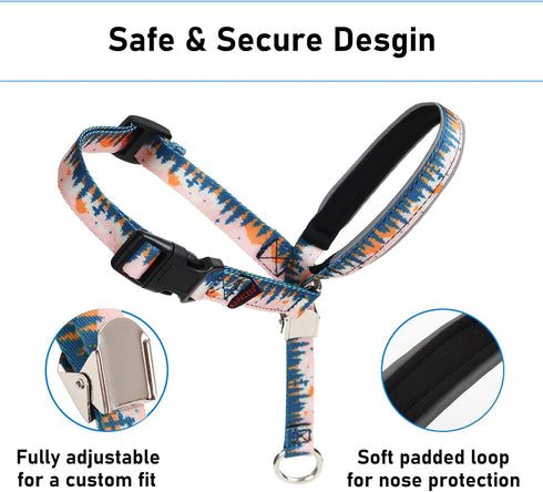 BARKLESS Dog Head Collar, Anti-Pulling Printed Head Halter with Leash, Gentle Head Harness with Adjustable Clip for Small Medium Large Dogs, Perfect for Training Leash-Reactive Dogs (L, Trees)