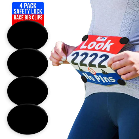 bibSNAPS Race Bib Clips - Safety Lock Fasteners - Secures Running, Marathon,