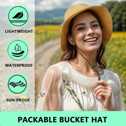 Waterproof Bucket Rain Hat, Outdoor Fishing Hat for Men Women, Foldable UV Protection Sun Hat for Summer Beach Hiking