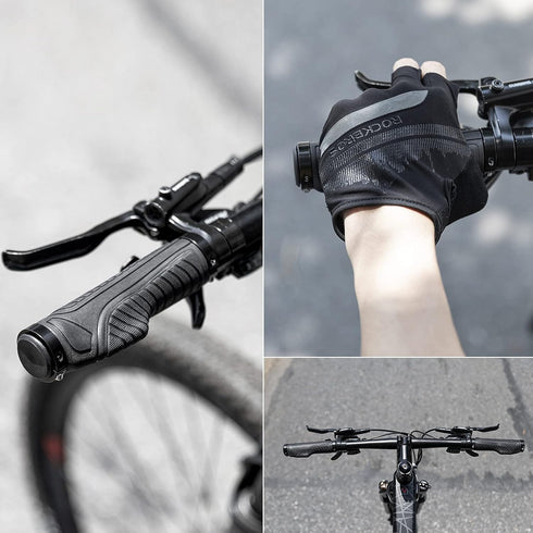 ROCKBROS Mountain Bike Grips, Handlebar Grips with Double Aluminum Clamp Lock On for MTB BMX