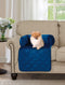 Premium Blue Silky Velvet Pet Sofa Bed - Slip Resistant, Waterproof, Washable Couch Protector with Removable Bolster