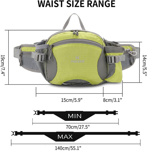 Peicees Large Hiking Fanny Pack Waist Bag for Men Women with Bottle Holder Water Resistant for Hiking Camping