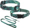 Small Dog Collar and Leash Set, Adjustable Pet Collar for XS S M Breeds, 5FT Nylon Dog Leash, Green M