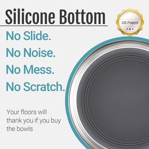 PEGGY11 Stainless Steel Dog Bowls, Nonslip Rubber Bottom, 2 Pack, Each Holds 7.6 US Cup, Dishwasher Safe