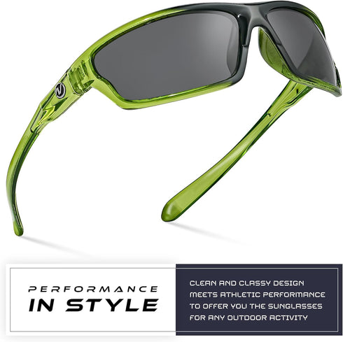 Nitrogen Polarized Wrap Around Sport Sunglasses, UV400, for Men Women, Driving Fishing Running