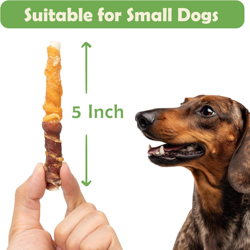 MON2SUN 5 Inch 21.16 oz (40 Count) Dog Treats Double Flavor Chicken & Duck Wrapped Rawhide Sticks, Teeth Cleaning