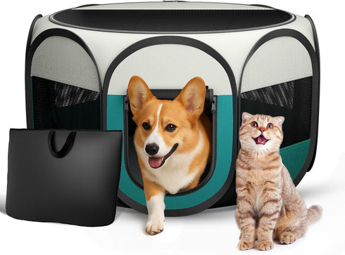 Foldable Puppy Playpen Indoor for Cat - Portable Cats Dogs Kennel Pop