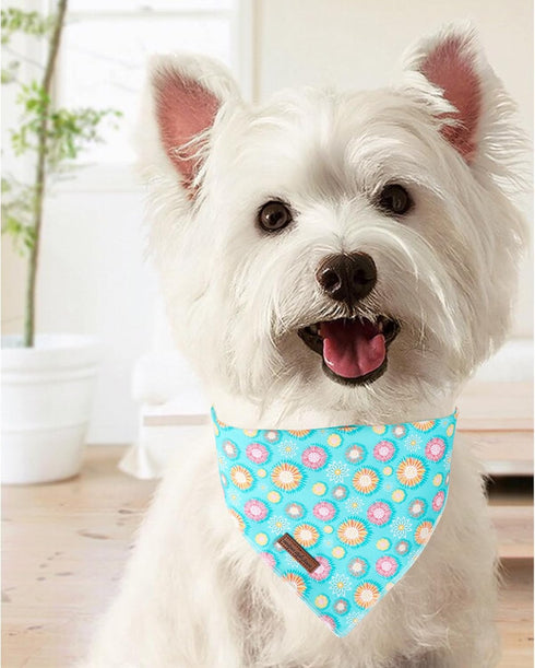 Summer Summer Dog Bandana, Unique Style Paws Blue Sunflower Dog Bandanas, Flower Puppy Scarves Square Dog Bib Kerchief