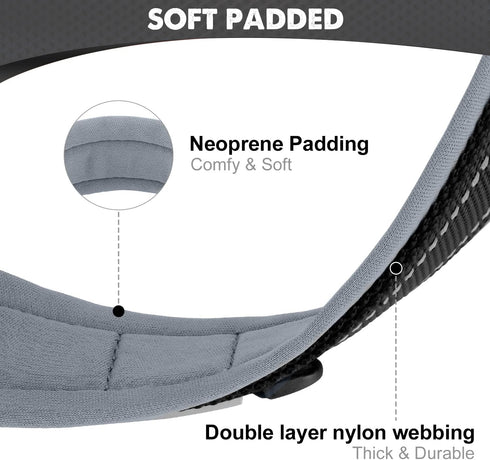 Joytale Neoprene Padded Dog Collar for Large Dogs, 11 Colors, Reflective Wide Adjustable Heavy Duty Nylon Collar, Black