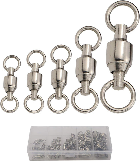 Saltwater Heavy Duty Ball Bearing Swivel Set, Fishing Snap Swivels for Big Game Tackle Spinner Connector