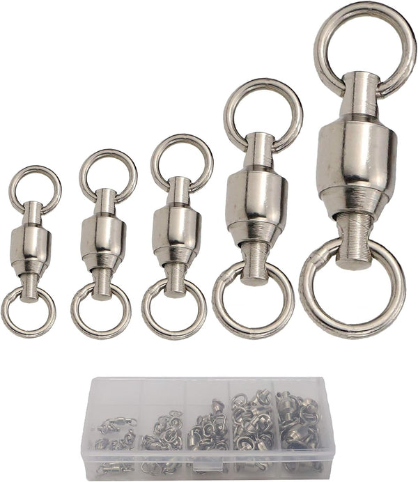 Saltwater Heavy Duty Ball Bearing Swivel Set, Fishing Snap Swivels for Big Game Tackle Spinner Connector