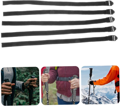 Strap Set of 5 Durable Non-Slip Adjustable Wrist Straps for Ski Poles and Hiking Sticks, Professional Carrying Handle