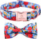 Lionheart glory Floral Print Dog Collar with Bowtie, Adjustable Soft Collars for X-Small to Large Dogs