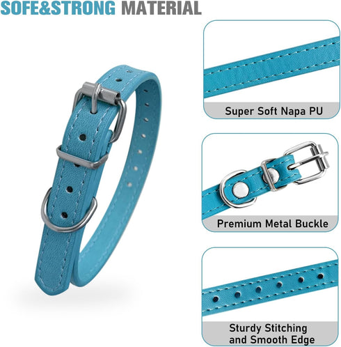 Adjustable ID Puppy Collars for Litter, 14 Color Leather Collars for Small, Medium, Large Breed Dogs, Neck 6~13 Inches