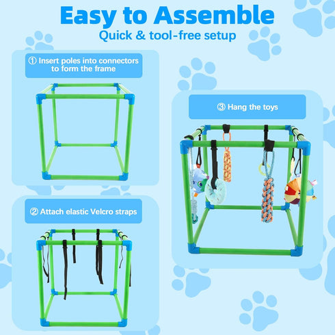 8 SpaceTime Puppy Play Gym with Hanging Toys,Interactive Dog Toys to Keep Them Busy,Puppy Chew
