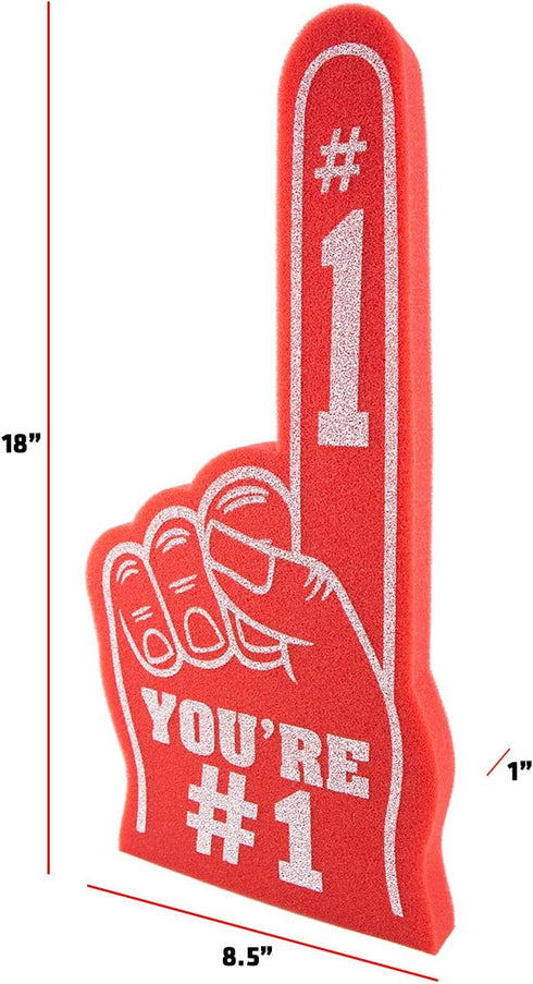 Giant 18 Inch Foam Finger - You're Number 1 Hand for Cheerleading, Sports Events, Vibrant Celebration Colors