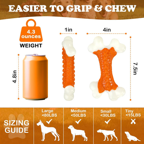Dog Toys for Aggressive Chewers Large Breed - Tough Bones, Nylon Puppy Teething Chew Toys for Medium Dogs