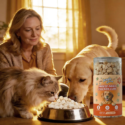 10.58 oz Jungle Calling Freeze Dried Chicken Cat & Dog Treats, Single Ingredient Chicken Bites for Cats & Dogs, High