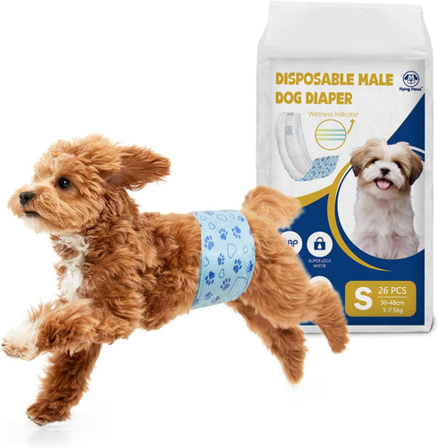 Male Dog Diapers with Wetness Indicator, Disposable Belly Band for Puppy Male