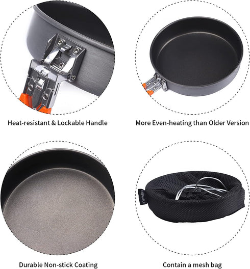 Fire-Maple 7.6 Inch Camping Frying Pan, Lightweight Nonstick Skillet for Cooking Egg Steak, Portable Outdoor Kitchen